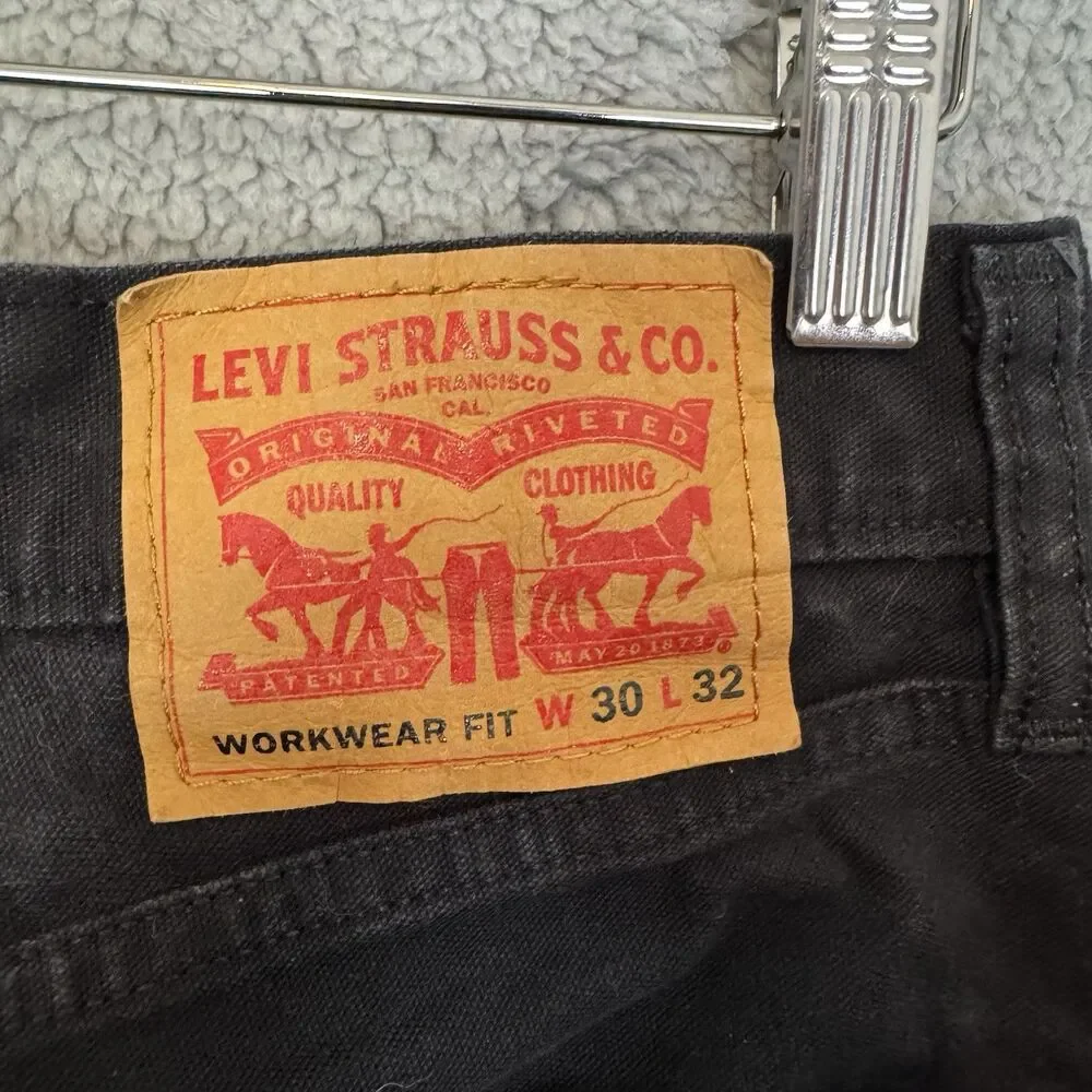 Levis Workwear Fit Jeans Mens 30x30 Black Denim Straight Leg‎